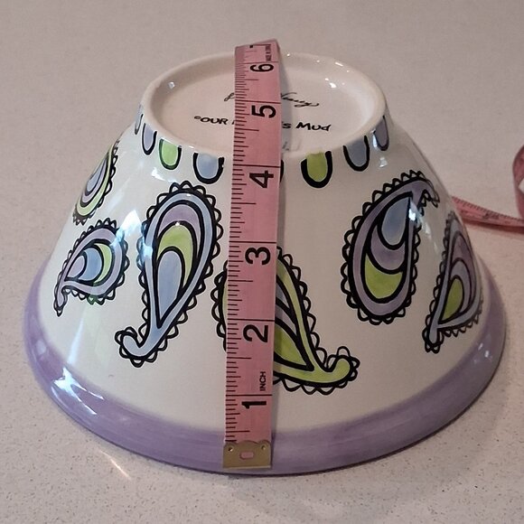 Lorrie Veasey Our Name is Mud Purple Paisley Feline Groovy Bowl - Picture 10 of 14